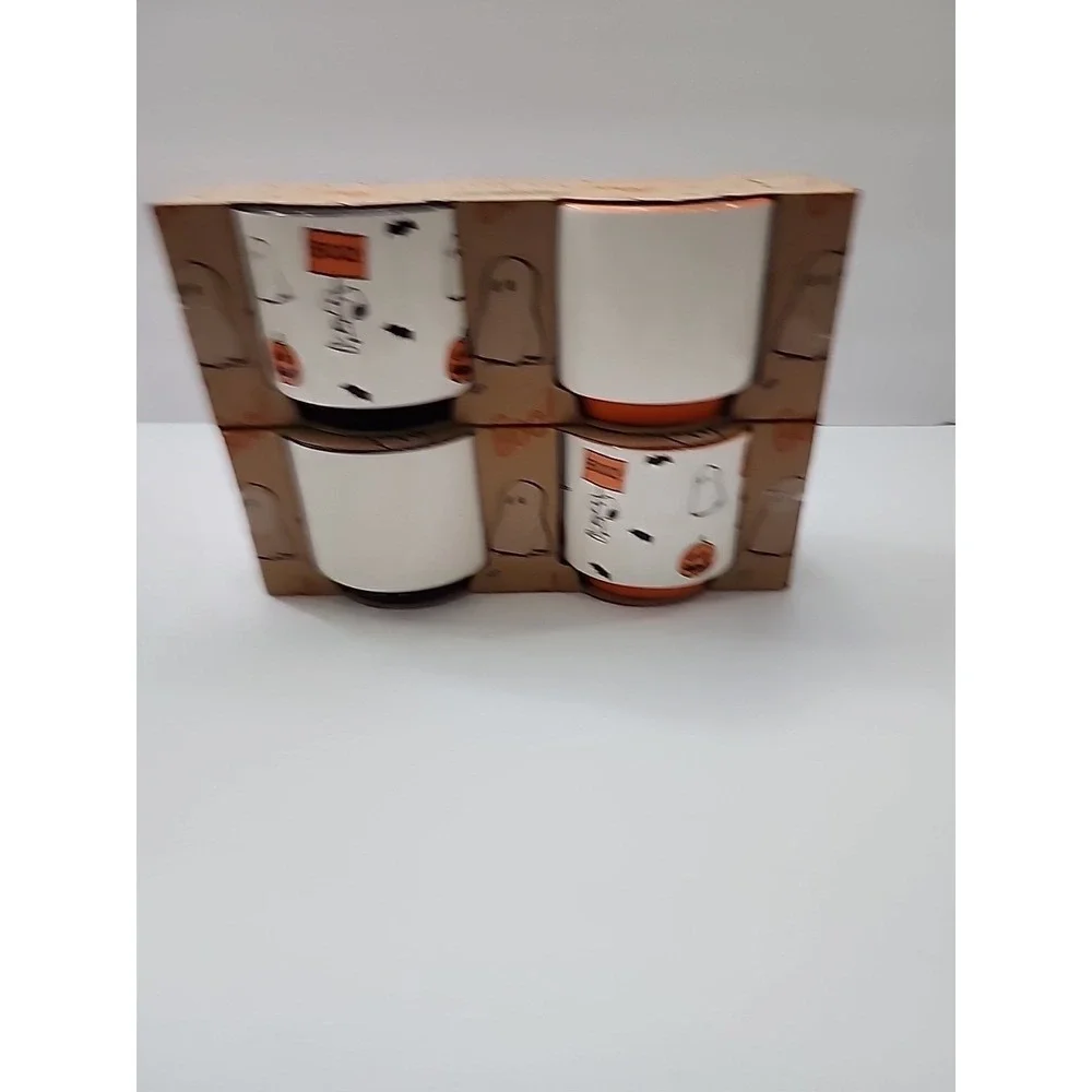 4x Snoopy Halloween Rae Dunn 8oz PEANUTS Spooktacular Ceramic Ramekin Set NEW
